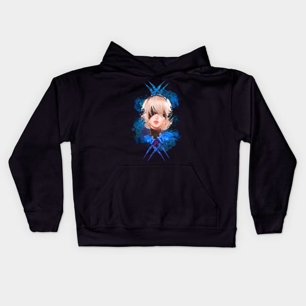 Android Girl - Blue Abstract Kids Hoodie by Scailaret